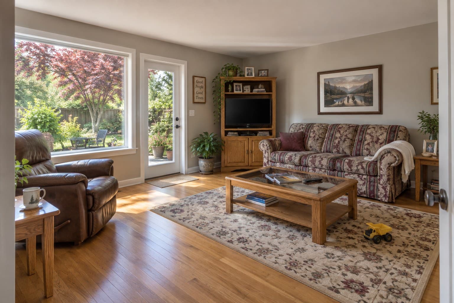 Original image: Lived-in family room — cleared and restaged